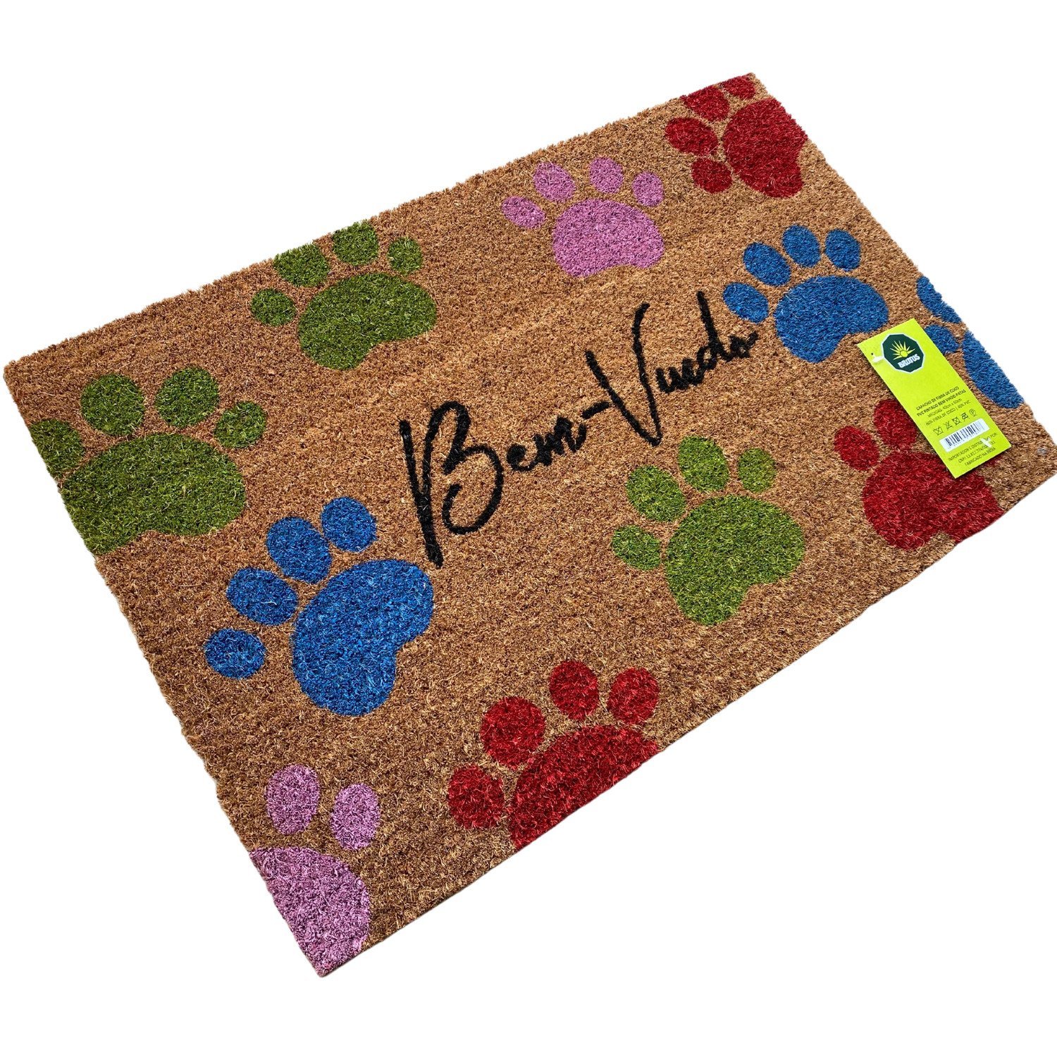 Capacho de Fibra de Coco Pvc Pintado Bem-vindo Patas 40cm X 60cm - 3
