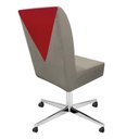 Ver imagem 2 de Cadeira Ana Giratória Metal Com Rodízio Suede Capuccino E Sintético Vermelho