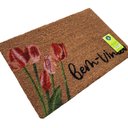 Ver imagem 3 de Capacho de Fibra de Coco Pvc Pintado Bem Vindo Tulipas 40cm X 60cm