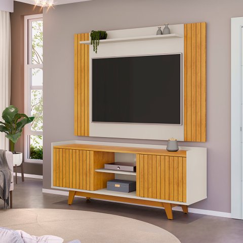Painel Trend com Rack Bancada Flat Dj Móveis para Tvs de até 65 Polegadas