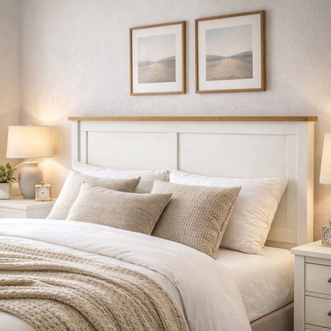 Cabeceira P/ Cama de Casal 1,60 Largura Madeira Maciça Pura:branco