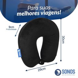 Almofada de Pescoço Sonos Tradicional para Viagem e Descanso - Preta - 4