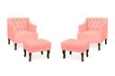 Ver imagem 1 de Kit 2 Poltrona Elizabeth + 2 Puff Retro para Sala de Estar Clássica Confortável e Reforçada Suede