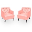 Ver imagem 4 de Kit 2 Poltrona Elizabeth + 2 Puff Retro para Sala de Estar Clássica Confortável e Reforçada Suede