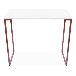 Mesa Executiva Escritório Industrial 90cm Branco e Bronze