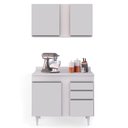 Ver imagem 3 de Kit Armário Aéreo e Balcão de Cozinha Lavanderia Aurora com Tampo Branco 100 cm - D’Rossi