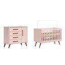 Ver imagem 1 de Quarto Infantil Encanto Retrô com Berço e Cômoda Sapateira Rosa - Fdecor