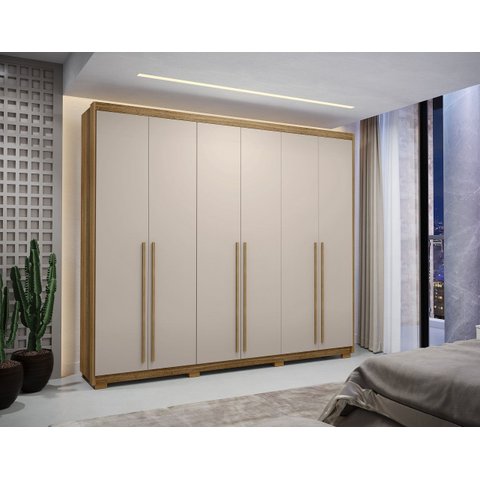 Guarda-roupa Dubai Majestic 6 Portas 3 Gavetas Nature/fendi - Vila Rica