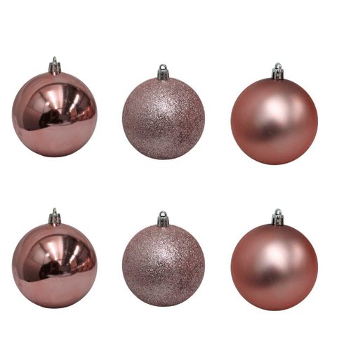 Bolinha de Natal Mix de Modelos C- 6 Peças 8cm- Rose Gold - Chibrali