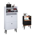 Ver imagem 1 de Kit Quarto Sapateira 3 Gavetas Basculantes Branco e Mesinha Lateral Pequena Nicho Preto/Cinamomo