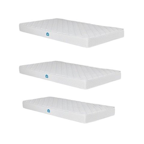 Conjunto com 3 Colchões 2 Solteiro e 1 Solteiro Auxiliar D23 Nuvem Casatema MadeiraOriginals Branco