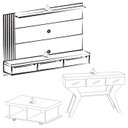 Ver imagem 4 de Painel Tv Mesa Aparador Sala Pdh4641 Cinamomo Off White Arly