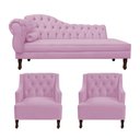 Ver imagem 1 de Kit Divã Cancun 160 Cm Braço Direito + 2 Poltronas Genesis Rosa Bebê