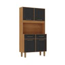 Ver imagem 2 de Kit Pop Plus - Armario para Cozinha MDP 4 Portas 2 Gavetas Marrom/Cinamomo/Preto Catedral