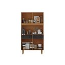 Ver imagem 4 de Kit Pop Plus - Armario para Cozinha MDP 4 Portas 2 Gavetas Marrom/Cinamomo/Preto Catedral