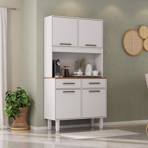 Kit Pop Plus - Armario para Cozinha MDP 4 Portas 2 Gavetas Branco