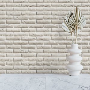 Papel de Parede Adesivo Tijolinho 3d Rústico Tons Bege 15m