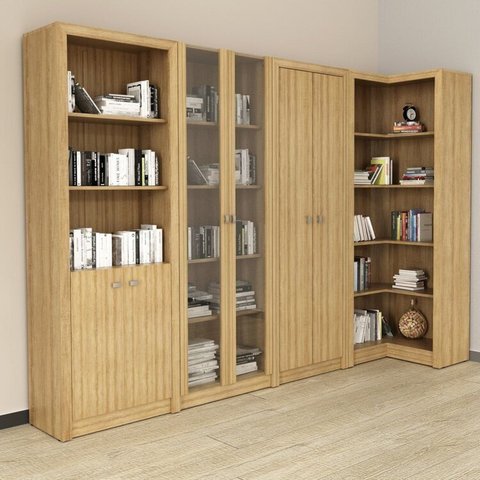 Kit 4 Armários Multiuso de Escritório com 6 Portas Marrom/Amendoa