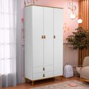 Ver imagem 6 de Conjunto Jujuba Roupeiro e Cômoda MDF Nature e Branco Infantil Quarto Completo Moderno Organizador