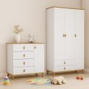 Ver imagem 4 de Conjunto Jujuba Roupeiro e Cômoda MDF Nature e Branco Infantil Quarto Completo Moderno Organizador