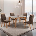 Ver imagem 1 de Mesa de Jantar Liz 120cm Tampo MDF Vidro Canto Copo com 4 Cadeiras Yasmin