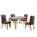 Ver imagem 2 de Mesa de Jantar Liz 120cm Tampo MDF Vidro Canto Copo com 4 Cadeiras Yasmin