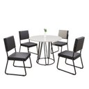 Ver imagem 2 de Conjunto Sala de Jantar Mesa Redonda 100cm Base Omega Tampo MDF Laca com Vidro Napoli Preto