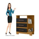 Ver imagem 6 de Cômoda para Quarto 3 Gavetas 72cm com Nicho e Pés Saint Preto/Carvalho Americano