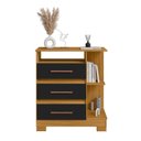 Ver imagem 5 de Cômoda para Quarto 3 Gavetas 72cm com Nicho e Pés Saint Preto/Carvalho Americano