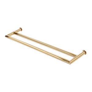Toalheiro de Banho Banheiro Duplo 60cm em Aço Inox Dourado Linha Tessália Stainless