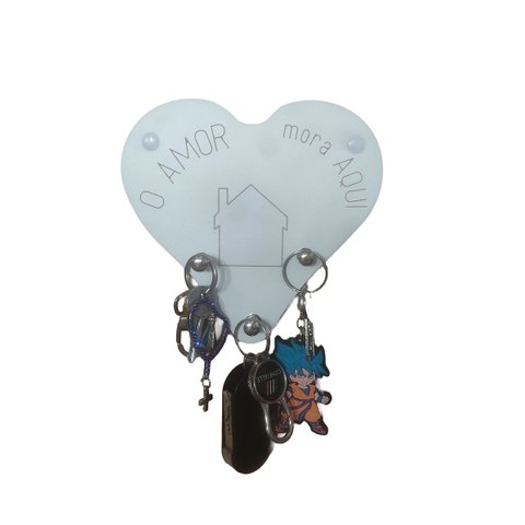 Porta Chaves de Parede Coração Médio - o Amor Mora Aqui