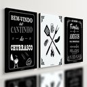 Ver imagem 1 de Kit 3 Quadro Decorativo Churrasco Área Gourmet Carne Preto 40x28cm