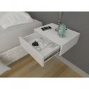 Ver imagem 3 de Mesa de Cabeceira 30cm Branco Off White com Gaveta e sem Pés