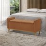 Banco Recamier Baú para Quarto Casal 150cm Linho com Base de Madeira Sofatec - 1
