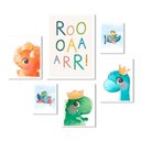 Ver imagem 1 de Composição 6 Quadros Quarto Infantil Dinos:madeira Branca