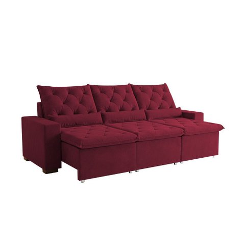 Sofá Retrátil 250m Suede Premium com Função Expandida Milão Vermelho