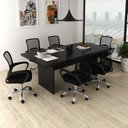 Ver imagem 1 de Kit 7 Peças com Uma Mesa de Reunião e 6 Cadeiras de Escritório Tela Mesh Espresso Móveis