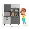 Cozinha Zeus 140 5 Portas Chumbo/Chumbo/Ripado Cinza - 3