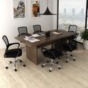 Ver imagem 1 de Kit 7 Peças com Uma Mesa de Reunião e 6 Cadeiras de Escritório Tela Mesh Espresso Móveis