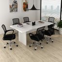 Ver imagem 1 de Kit 7 Peças com Uma Mesa de Reunião e 6 Cadeiras de Escritório Tela Mesh Espresso Móveis