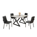 Ver imagem 2 de Conjunto Sala de Jantar Mesa 120x90cm Base Império Tampo MDF Laca com Vidro Malibu Preto
