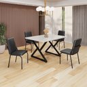 Ver imagem 1 de Conjunto Sala de Jantar Mesa 120x90cm Base Império Tampo MDF Laca com Vidro Malibu Preto