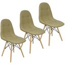Ver imagem 1 de Kit 3 Cadeiras Charles Eames Botonê Eiffel Estofada Preta Branca Bege