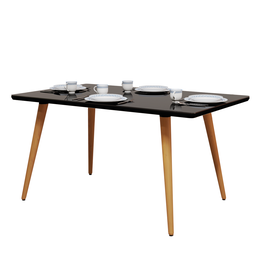 Mesa Retangular 4 Lugares com Pés Palito e Tampo de Vidro Mdf:preto - 2
