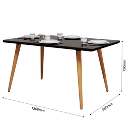 Mesa Retangular 4 Lugares com Pés Palito e Tampo de Vidro Mdf:preto - 4