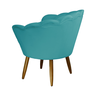 Poltrona Decorativa Estofada Para Quarto Closet Pétala Suede Azul Turquesa - DL DECOR - 3
