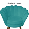 Poltrona Decorativa Estofada Para Quarto Closet Pétala Suede Azul Turquesa - DL DECOR - 4