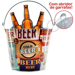 Balde de Gelo para Cerveja Estampado em Metal Galvanizado 4,8 Litros