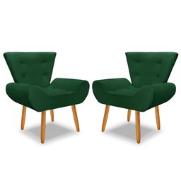 Kit 2 Poltrona Emilia +puff Redondo Decorativo:verde - 3