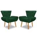 Ver imagem 3 de Kit 2 Poltrona Emilia +puff Redondo Decorativo:verde